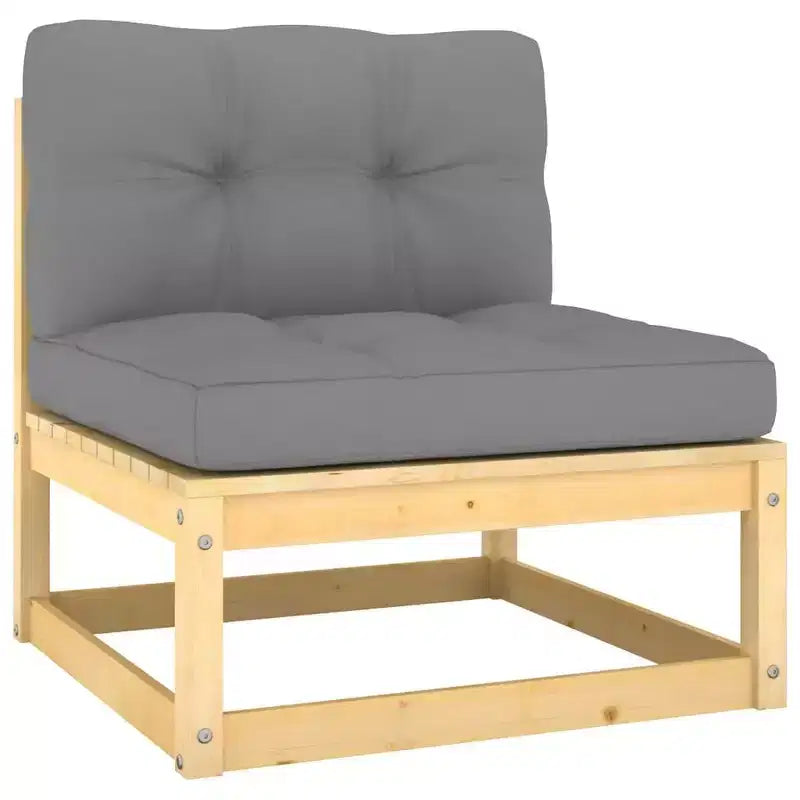 vidaXL Salon de jardin Coussins gris Bois de pin massif Grand Modulable