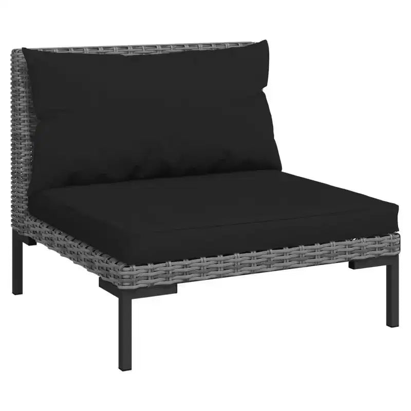 vidaXL Salon de jardin grand modèle en acier laqué gris foncé