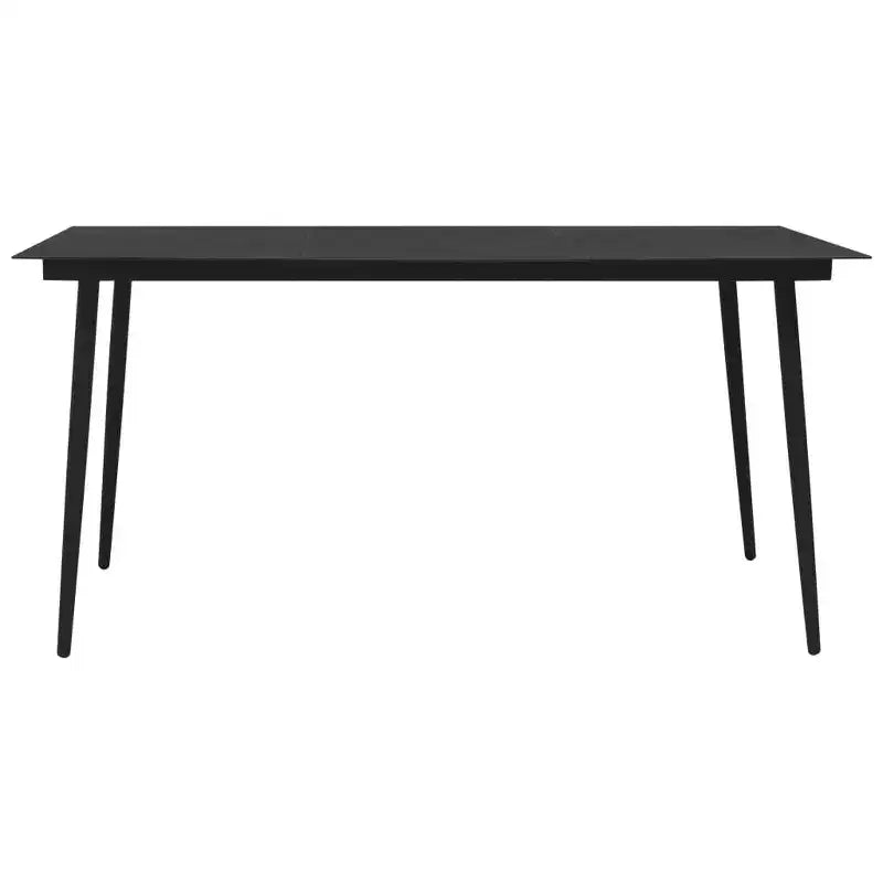 vidaXL Salon de jardin noir en acier thermolaqué, rotin creux en PVC et verre