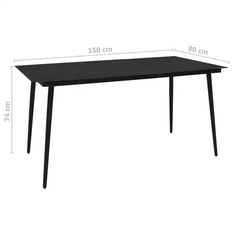 vidaXL Salon de jardin noir en acier thermolaqué, rotin creux en PVC et verre