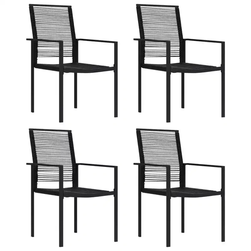 vidaXL Salon de jardin noir en acier thermolaqué, rotin creux en PVC et verre