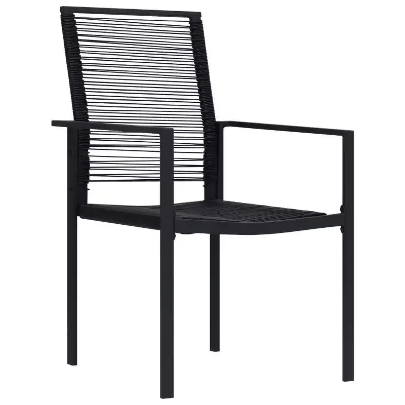 vidaXL Salon de jardin noir en acier thermolaqué, rotin creux en PVC et verre