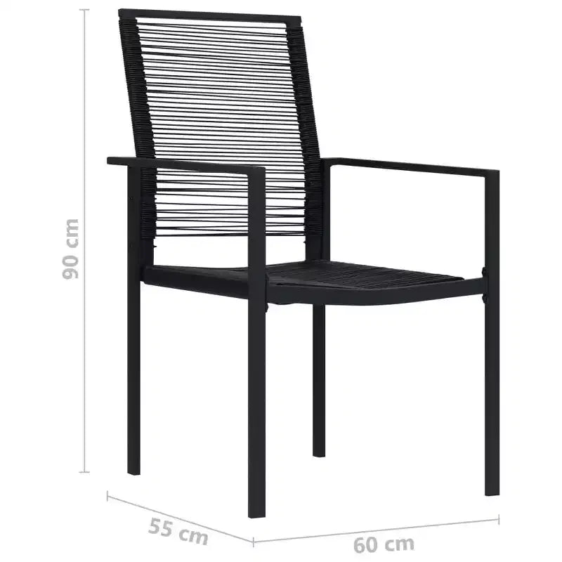 vidaXL Salon de jardin noir en acier thermolaqué, rotin creux en PVC et verre