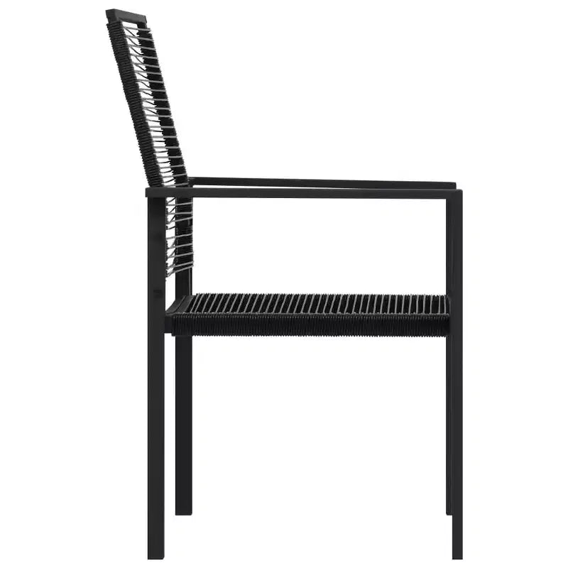 vidaXL Salon de jardin noir en acier thermolaqué, rotin creux en PVC et verre