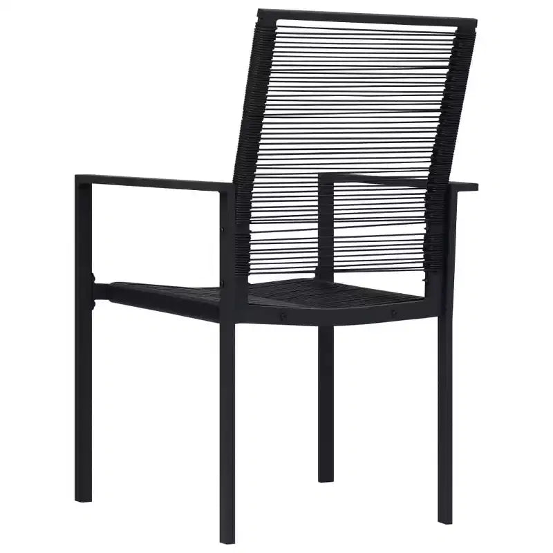 vidaXL Salon de jardin noir en acier thermolaqué, rotin creux en PVC et verre