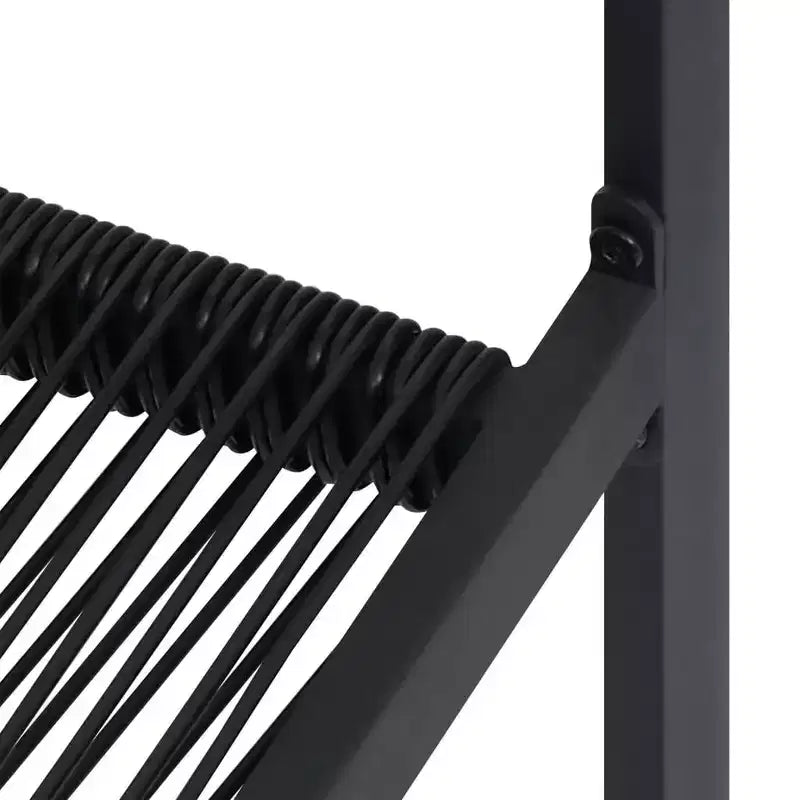 vidaXL Salon de jardin noir en acier thermolaqué, rotin creux en PVC et verre