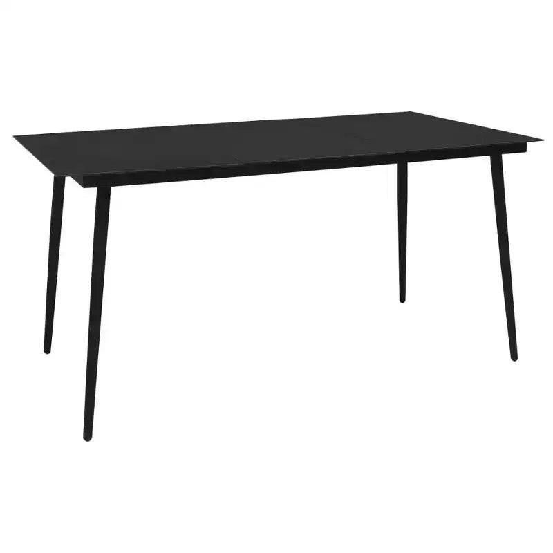 vidaXL Salon de jardin noir en acier thermolaqué, rotin creux en PVC et verre