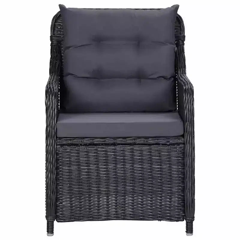 vidaXL Ensemble de salle à manger noir, gris foncé, grand en bois d'acacia massif