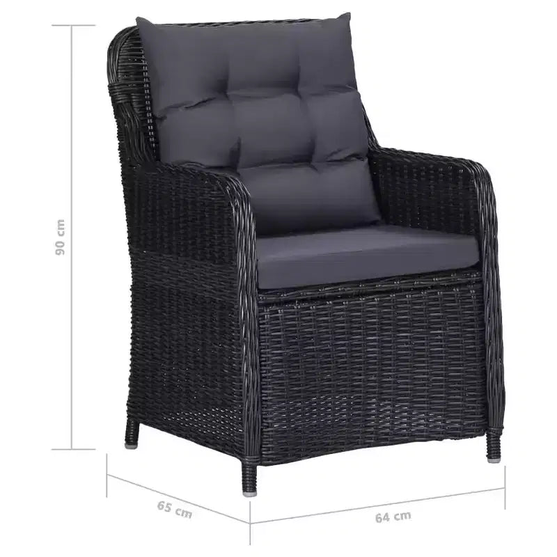 vidaXL Salon de jardin noir et gris foncé