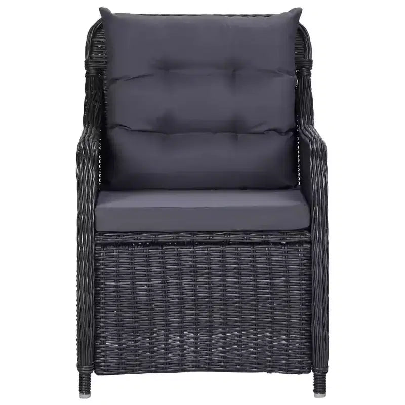 vidaXL Salon de jardin noir et gris foncé