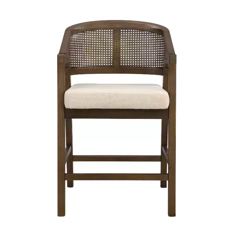 Christopher Knight Home Mirae Ensemble de 5 tabourets de comptoir en rotin et bois d'hévéa de style milieu de siècle avec table de comptoir cannelée
