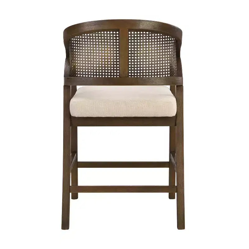 Christopher Knight Home Mirae Ensemble de 5 tabourets de comptoir en rotin et bois d'hévéa de style milieu de siècle avec table de comptoir cannelée