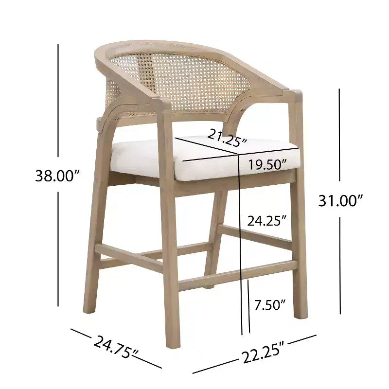 Christopher Knight Home Mirae Ensemble de 5 tabourets de comptoir en rotin et bois d'hévéa de style milieu de siècle avec table de comptoir cannelée