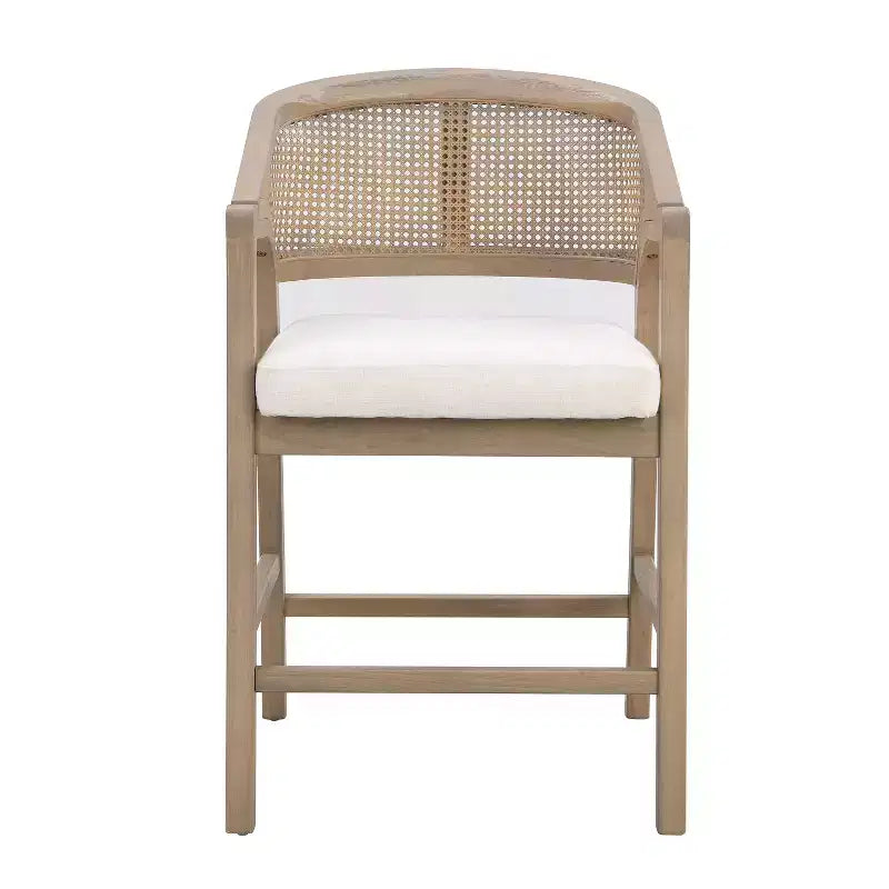 Christopher Knight Home Mirae Ensemble de 5 tabourets de comptoir en rotin et bois d'hévéa de style milieu de siècle avec table de comptoir cannelée