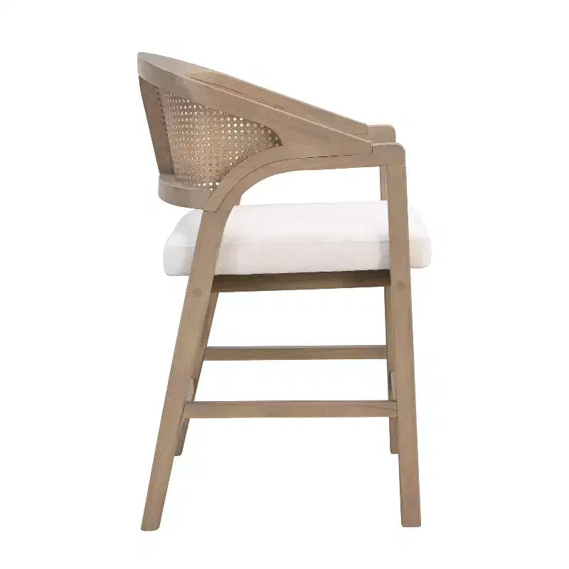 Christopher Knight Home Mirae Ensemble de 5 tabourets de comptoir en rotin et bois d'hévéa de style milieu de siècle avec table de comptoir cannelée