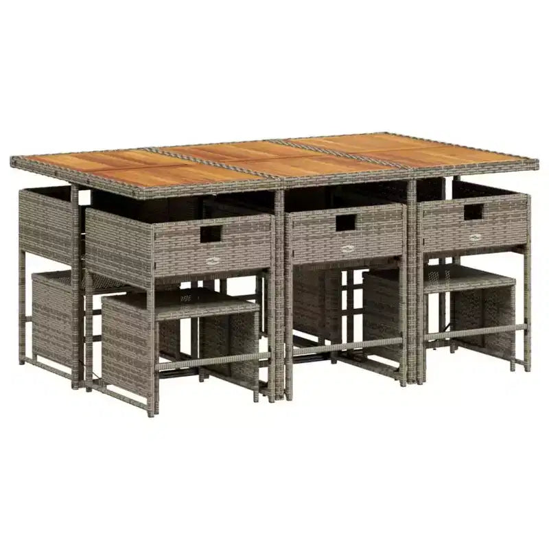 vidaXL Salon de jardin 10 places, 10 personnes, Poly rotin gris, Pliant