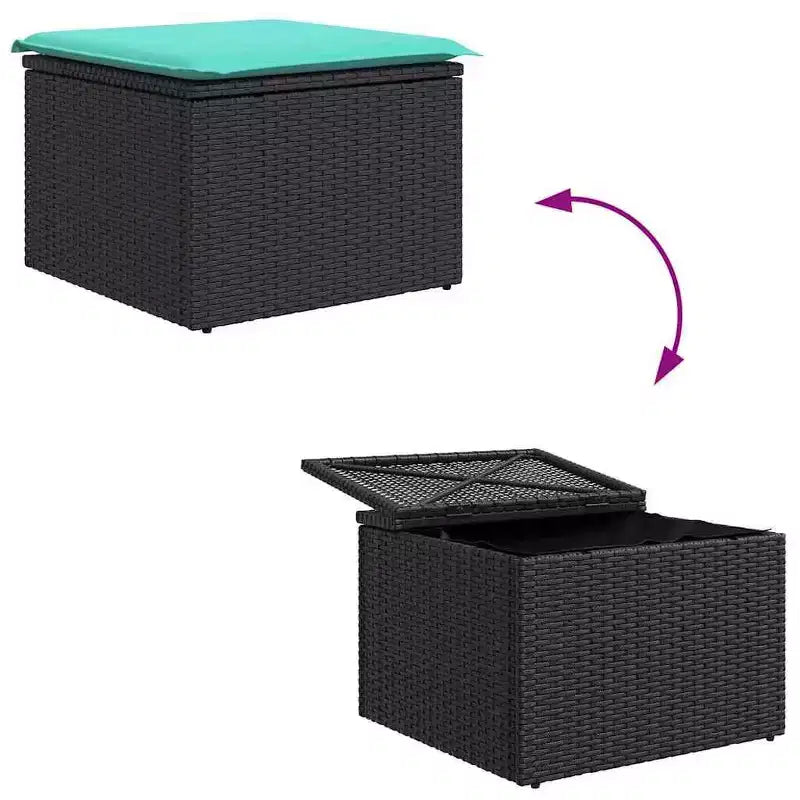 vidaXL Salon de jardin 4 pièces résine tressée noir et turquoise