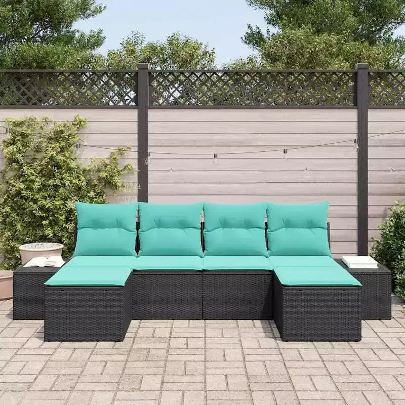 vidaXL Salon de jardin 4 pièces résine tressée noir et turquoise
