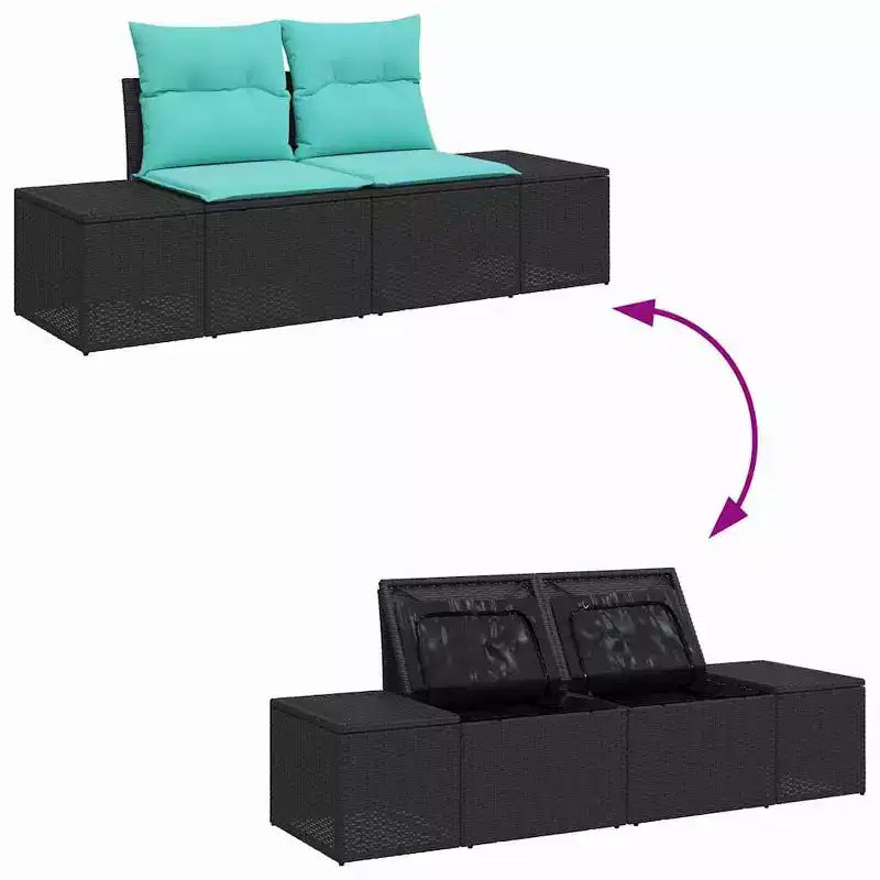 vidaXL Salon de jardin 4 pièces résine tressée noir et turquoise