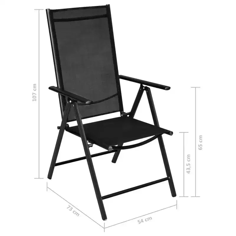 vidaXL Ensemble de salle à manger d'extérieur Noir Aluminium, WPC, Textilène Pliable Moyen
