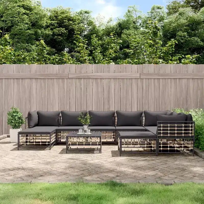 vidaXL Salon de jardin 10 pcs Anthracite