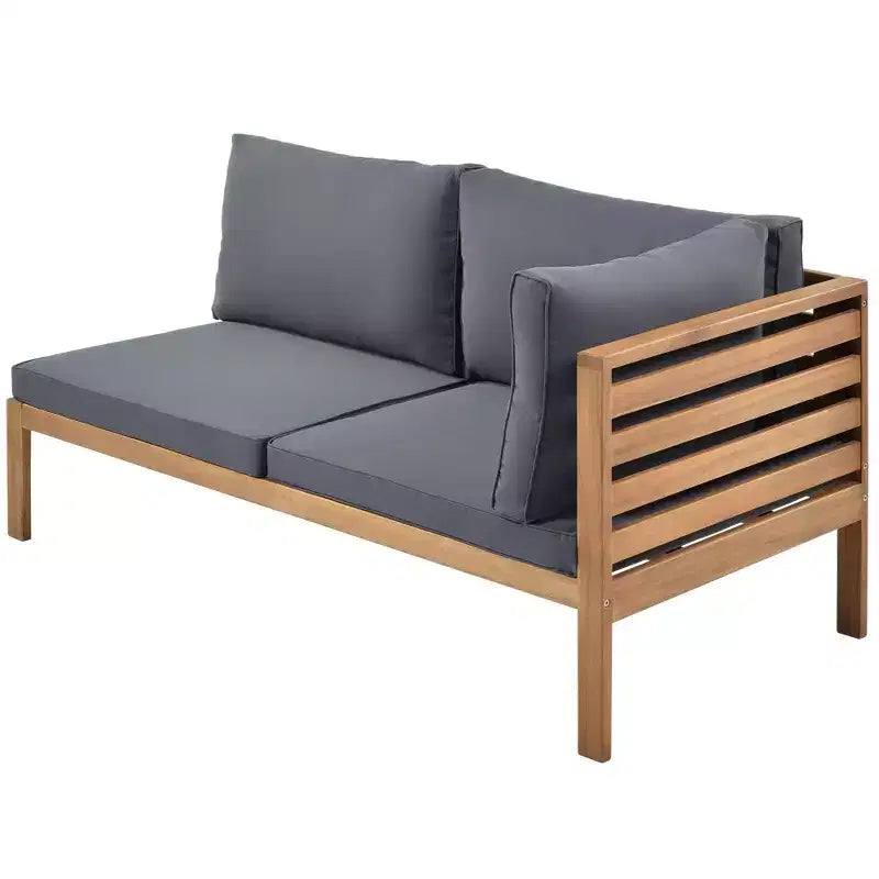 Ensemble de canapé d'angle d'extérieur Polibi Acacia avec table basse assortie