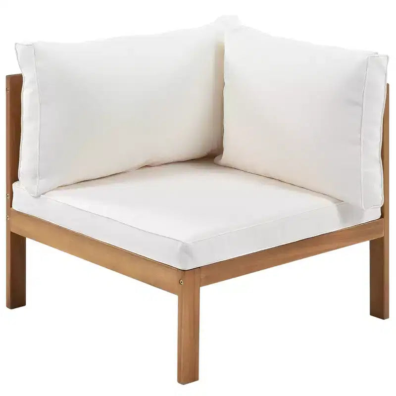 Ensemble de canapé d'angle d'extérieur Polibi Acacia avec table basse assortie