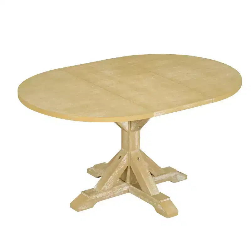 Ensemble de salle à manger GDFStudio Zayd 6 pièces avec table à pied central extensible, chaises à dossier échelle et banc