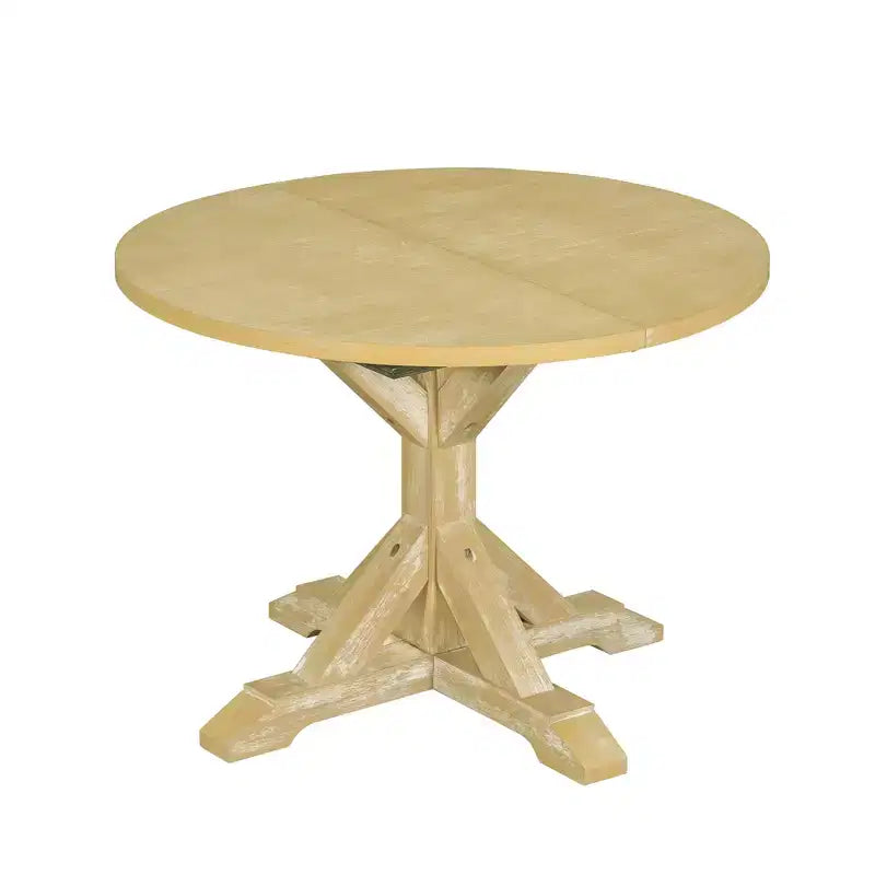 Ensemble de salle à manger GDFStudio Zayd 6 pièces avec table à pied central extensible, chaises à dossier échelle et banc