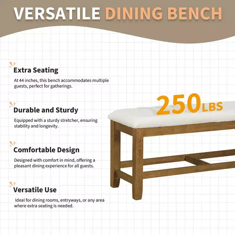 Ensemble de salle à manger GDFStudio Zayd 6 pièces avec table à pied central extensible, chaises à dossier échelle et banc