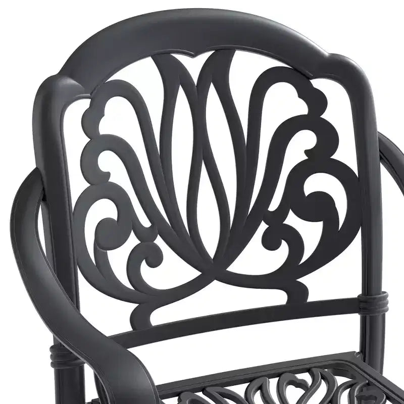 Lot de 2 chaises de salle à manger d'extérieur en fonte d'aluminium, cadre noir résistant à la rouille avec coussins résistants à l'eau