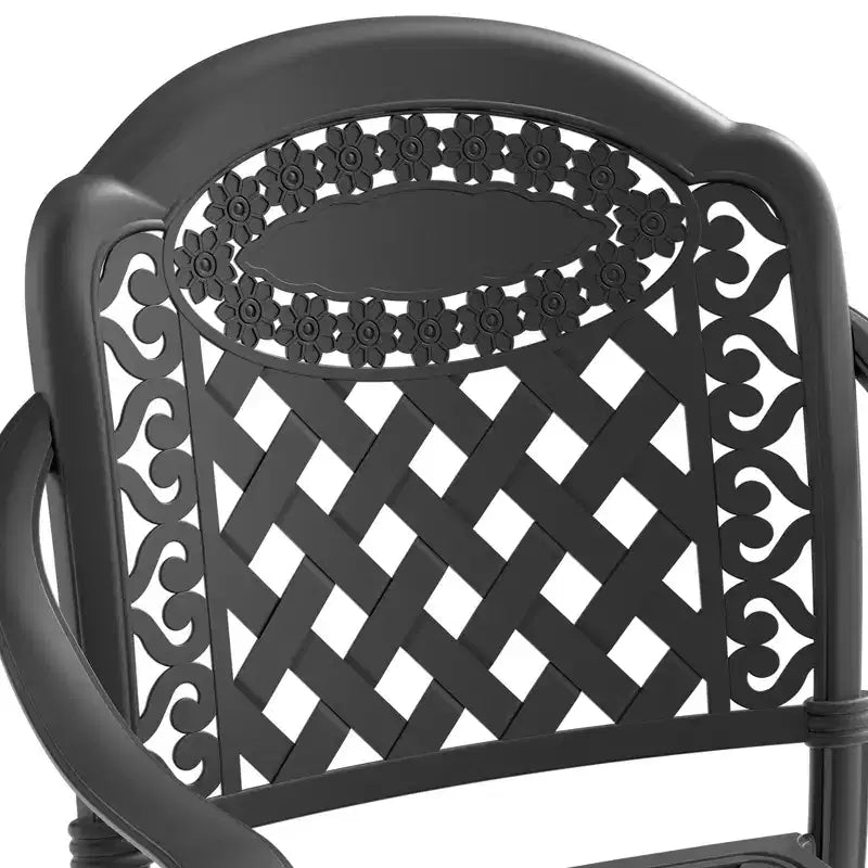 Lot de 2 chaises de salle à manger d'extérieur en fonte d'aluminium, cadre noir résistant à la rouille avec coussins résistants à l'eau