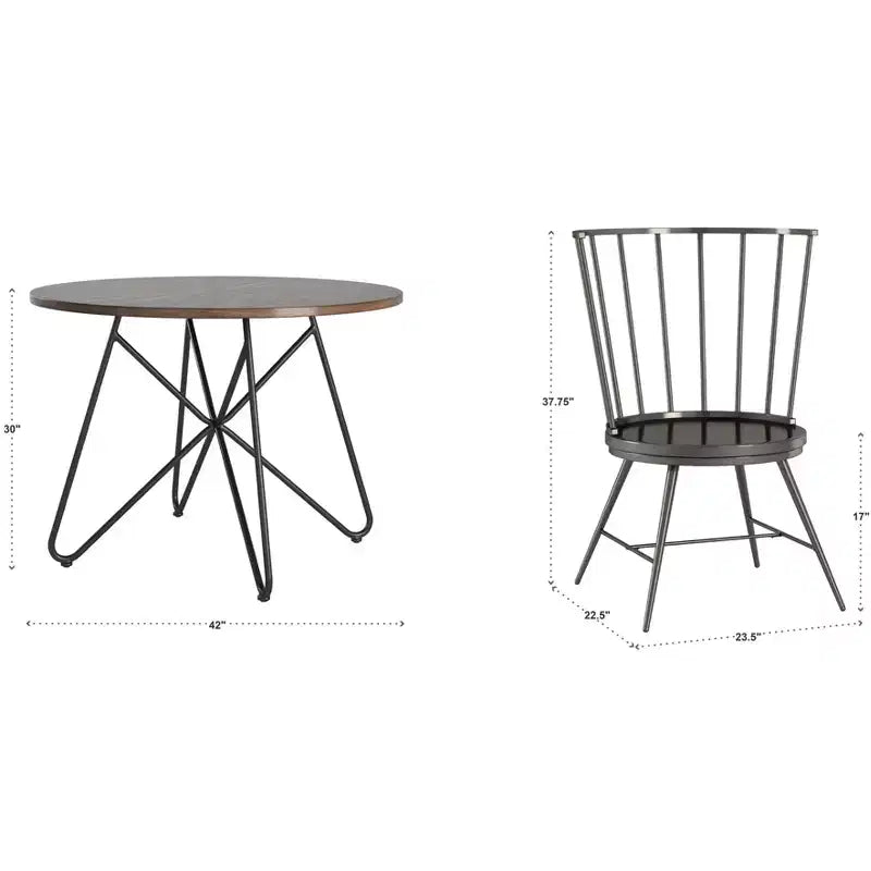 Ensemble de salle à manger rond 5 pièces Norfolk avec finition noyer - INSPIRE Q