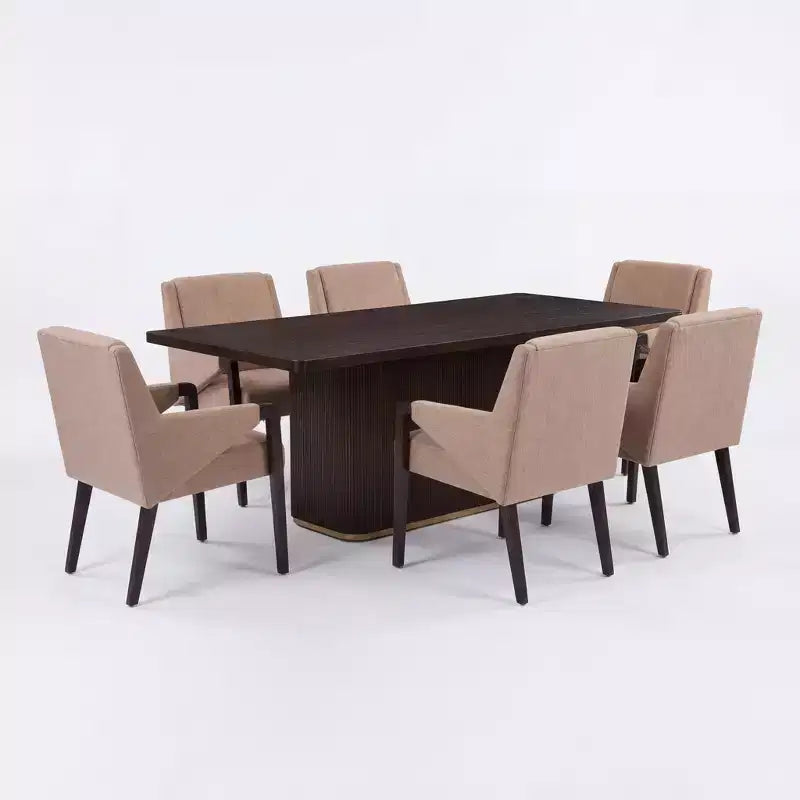 Christopher Knight Home Lindiwe – Ensemble de salle à manger moderne 7 pièces en bois d'hévéa avec table rectangulaire et revêtement en lin