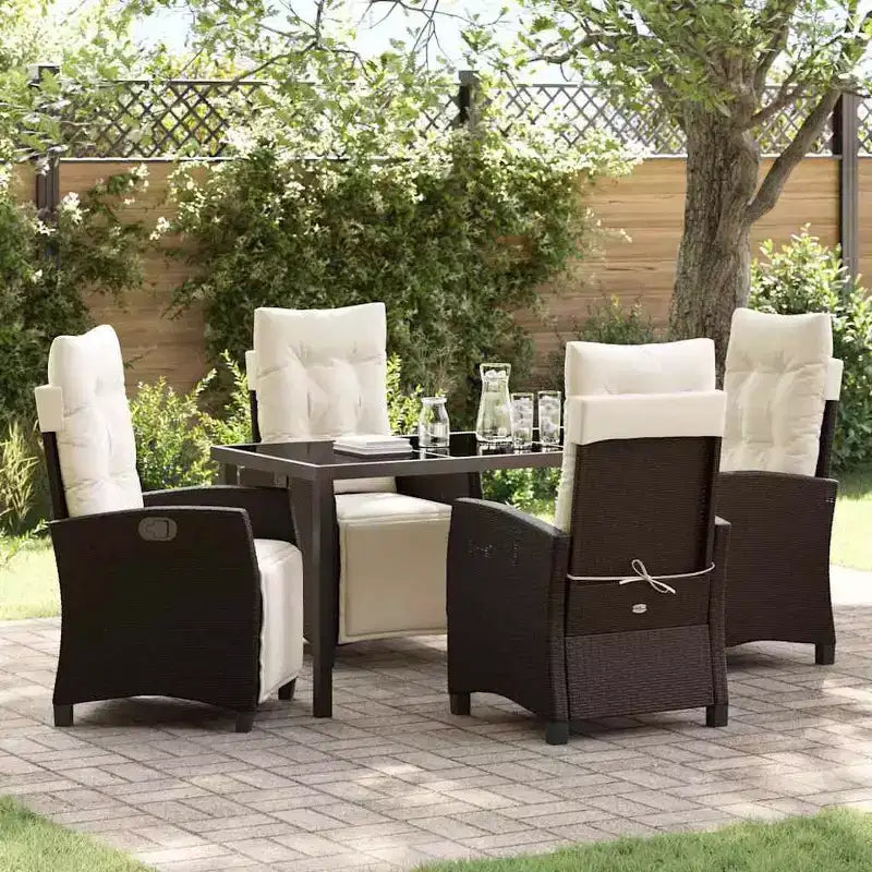 vidaXL Salon de jardin avec coussins 5 pcs Résine tressée marron