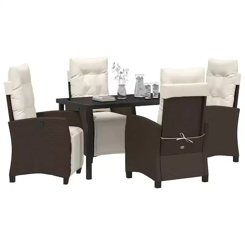 vidaXL Salon de jardin avec coussins 5 pcs Résine tressée marron