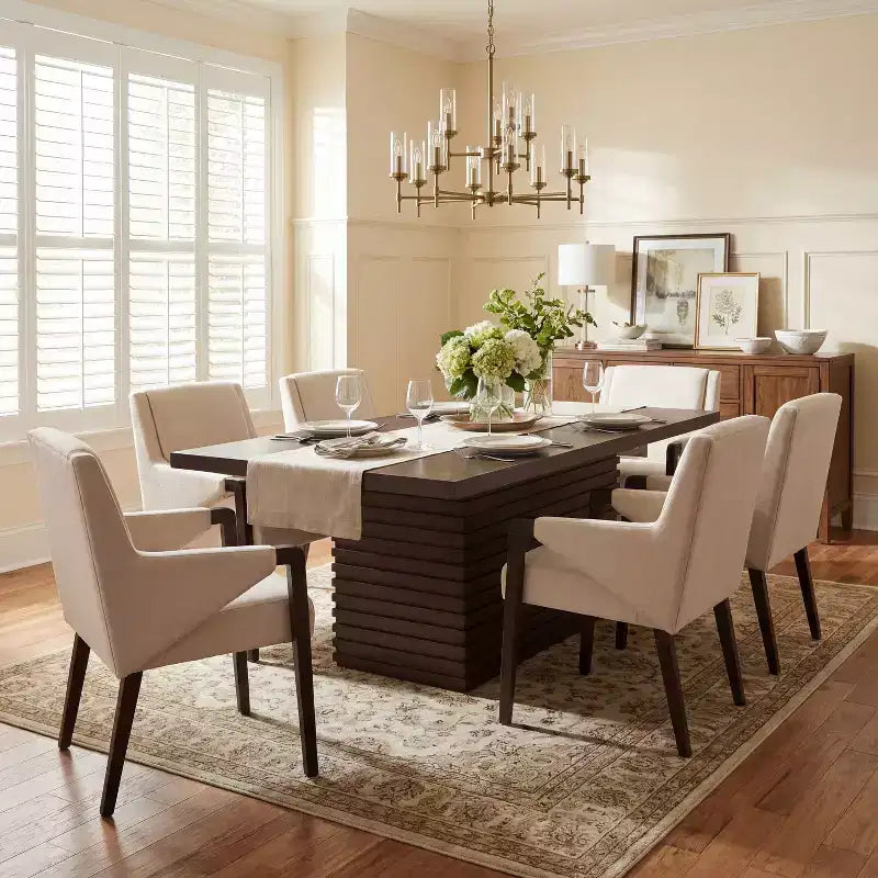 Christopher Knight Home Selena Ensemble de salle à manger 7 pièces avec chaises rembourrées de style moderne du milieu du siècle et table rectangulaire