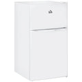 Mini-réfrigérateur HOMCOM à deux portes avec congélateur, réfrigérateur compact de 3,2 pi³ avec étagère réglable, thermostat réglable