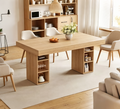 Table à manger rectangulaire de 180 cm avec étagères de rangement double face, grande capacité, 6 à 8 places, pour cuisine ou bureau