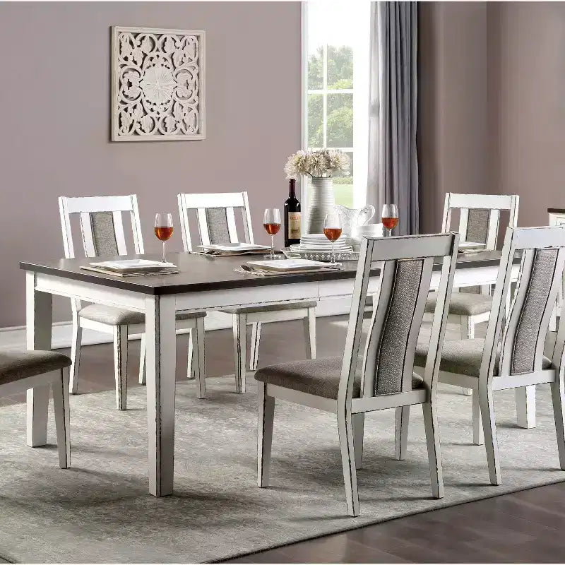 Ensemble de salle à manger extensible 5 pièces Redmond Blanc vieilli/Noyer foncé/Gris chaud - HOMES: Inside + Out