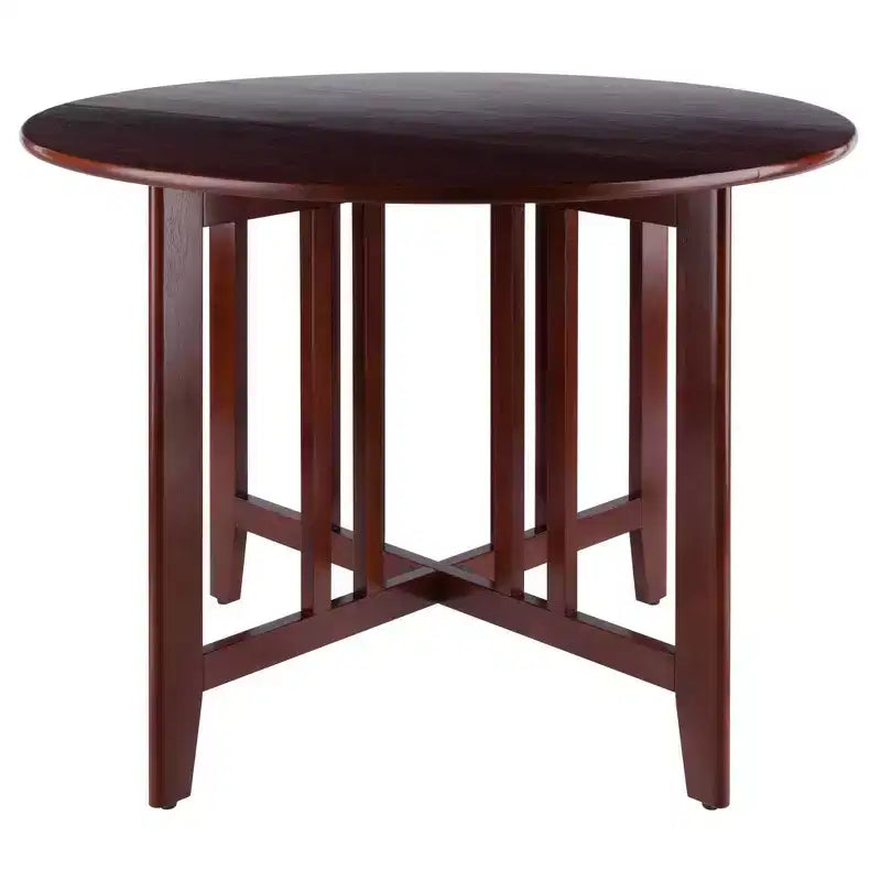 Ensemble de salle à manger 5 pièces Alamo avec plateau à rabats et chaises à dossier ajouré bois/noyer - Winsome : Table ronde, piètement à 4 pieds