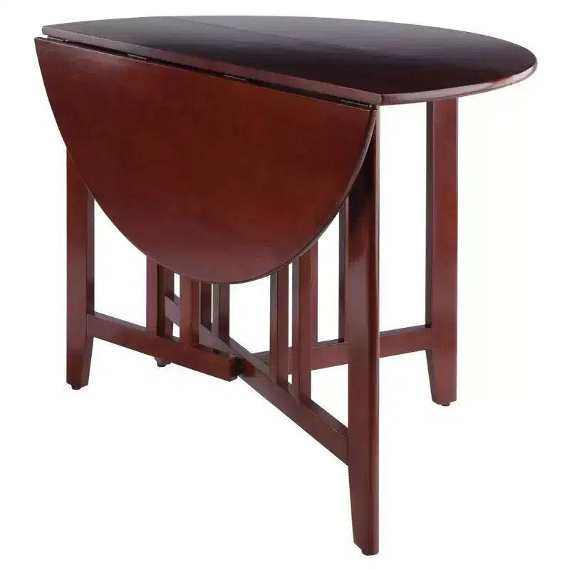 Ensemble de salle à manger 5 pièces Alamo avec plateau à rabats et chaises à dossier ajouré bois/noyer - Winsome : Table ronde, piètement à 4 pieds