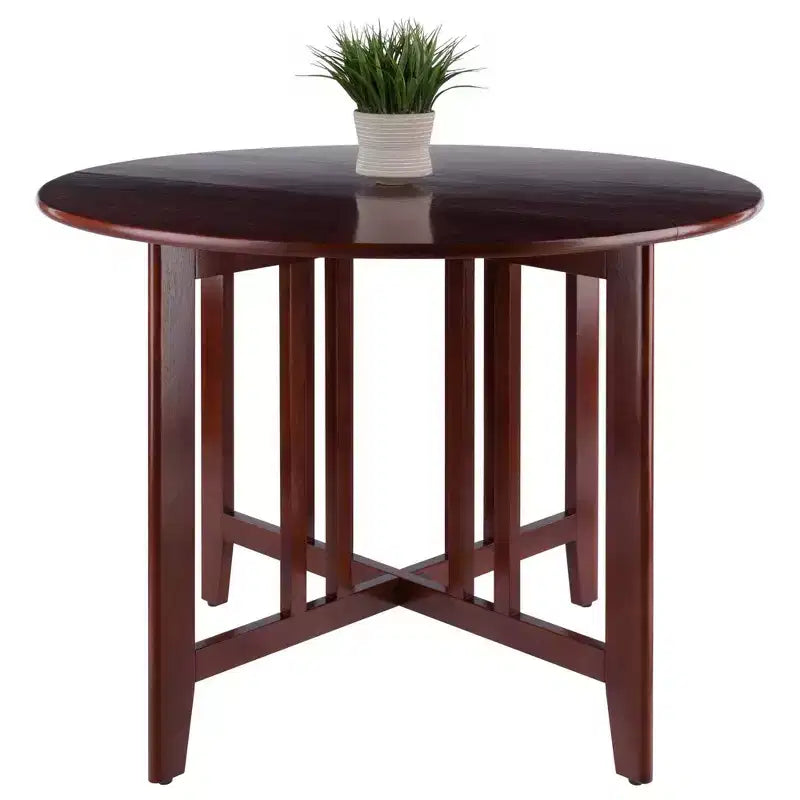 Ensemble de salle à manger 5 pièces Alamo avec plateau à rabats et chaises à dossier ajouré bois/noyer - Winsome : Table ronde, piètement à 4 pieds