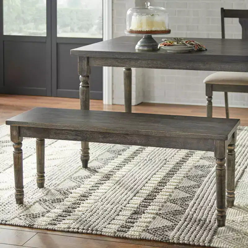 Ensemble de salle à manger Buylateral 6 pièces Burntwood Parson avec banc gris patiné : Bois d'hévéa, Chaises rembourrées