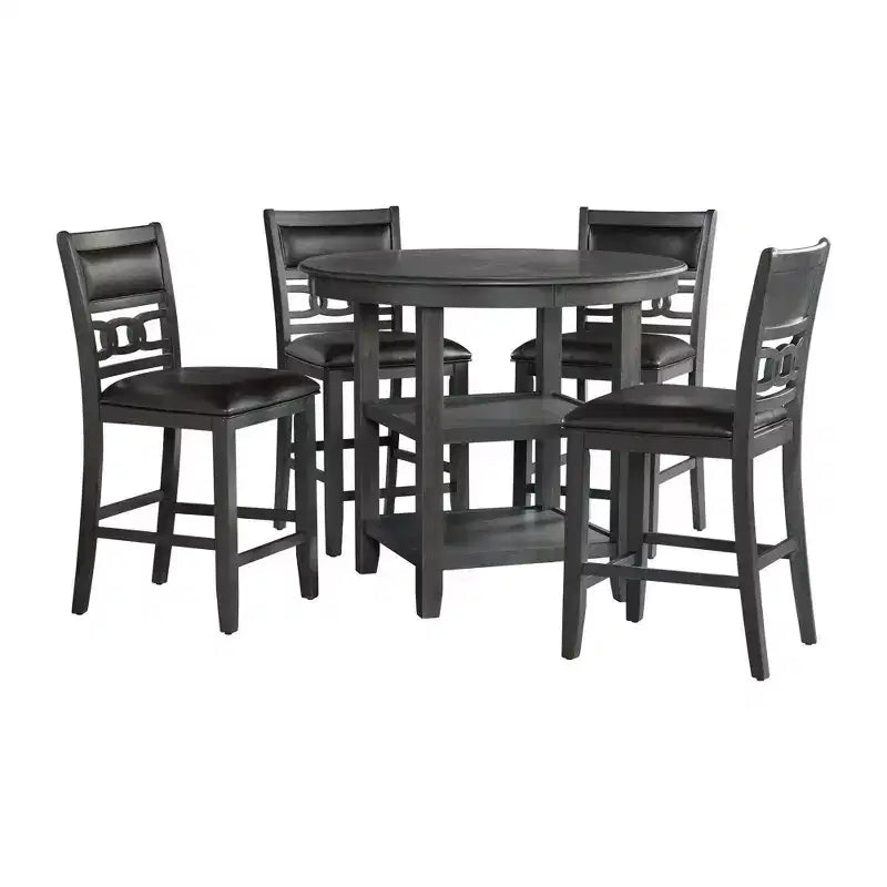 5pc Taylor Counter Height Dining Set with Shelf Base & Upholstered Chairs - Picket House Furnishings