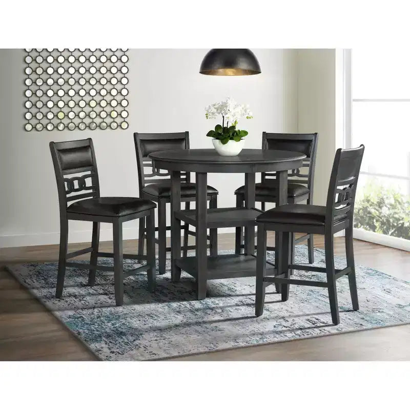 Ensemble de salle à manger 5 pièces Taylor avec base à étagère et chaises rembourrées - Picket House Furnishings