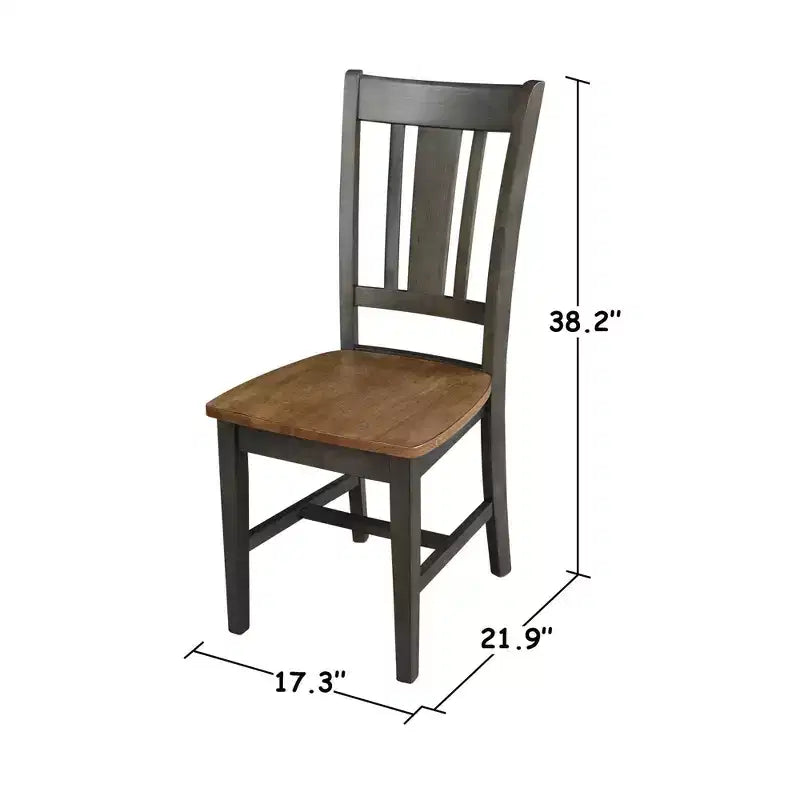 Table à manger ronde à deux rallonges Jordan de 106,7 cm, 3 pièces, avec 2 chaises à dossier ajouré coloris Hickory/Washed Coal - International Concepts