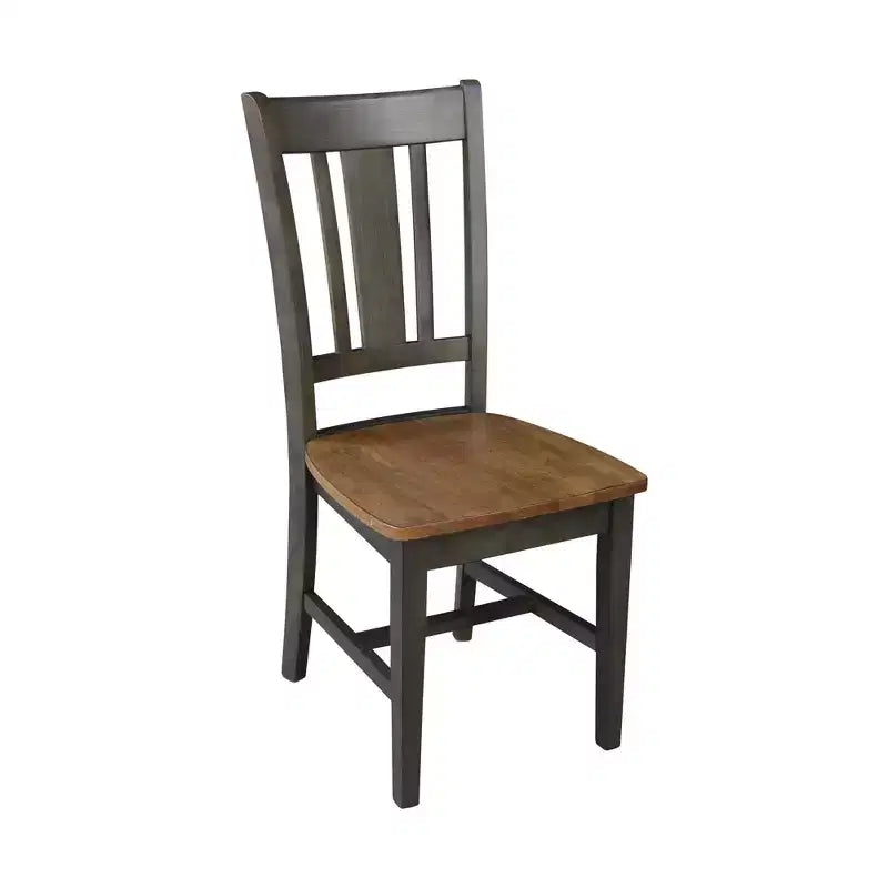 Table à manger ronde à deux rallonges Jordan de 106,7 cm, 3 pièces, avec 2 chaises à dossier ajouré coloris Hickory/Washed Coal - International Concepts
