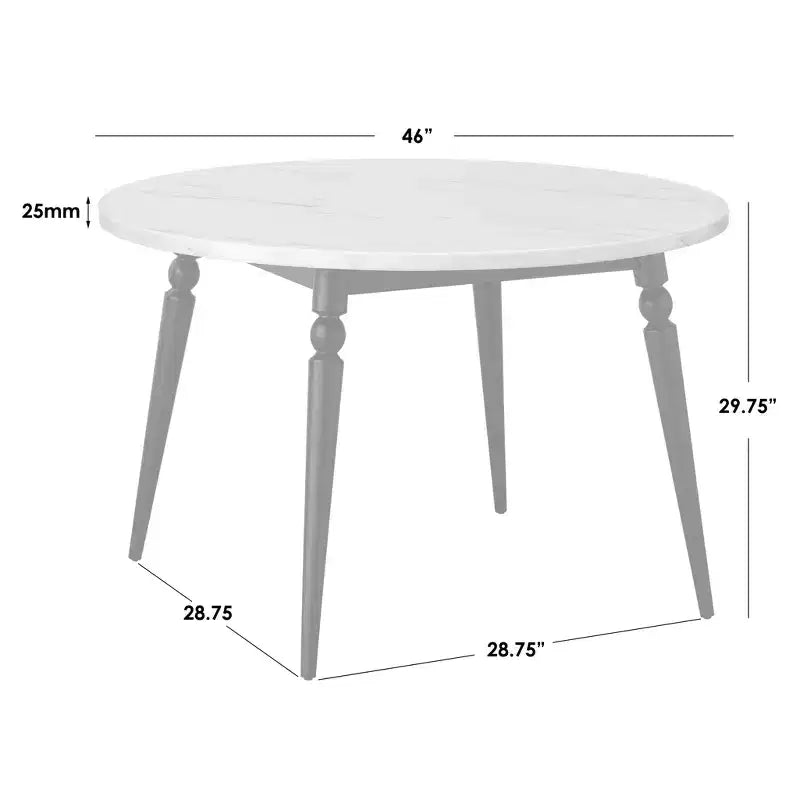 Ensemble de salle à manger rond 5 pièces Lifestorey Bertona en faux marbre 117 cm Noir/Beige