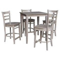 30"x30" Counter Height Dining Set with 4 Emily Stools Washed Gray/Taupe - International Concepts